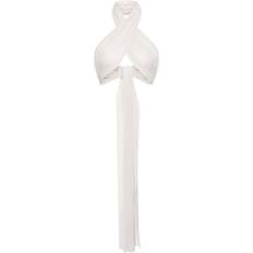Ami Paris Blusar Ami Paris Silk Crossed Top with Draped Back - White