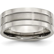 Chisel Titanium Brushed Center mm Grooved Wedding Band Ring Grey