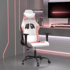 vidaXL Gamingstol Med Massage Vit Och Rosa