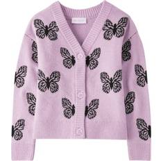 Girls - Purple Cardigans The Children's Place Girls Butterfly V-Neck Cardigan Lilac Dust Polyester/Spandex