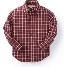 Organic/Recycled Materials Shirts Hope & Henry Hope & Henry Boys Organic Poplin Button Down Shirt, Infant Red and White Plaid 6-12 months