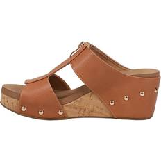 Corkys Taboo Studded Embossed Wedge Sandals Brown