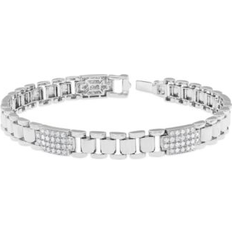 Macy's White Gold Bracelets Macy's Diamond Cluster Wide Link Chain Bracelet 2 ct. t.w. in 10k White Gold White Gold 8 1/2 inches