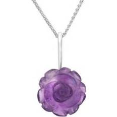 Amethyst - Silver Necklaces C. W. Sellors Sterling Silver Amethyst Tuberose 18mm Rose Necklace Silver