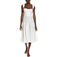 WeWoreWhat Weworewhat Strap Corset Linen-Blend Midi Dress