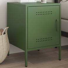 Green Bedside Tables vidaXL Cabinet Olive Green 36 x 39 x 50.5 cm Steel Bedside Table