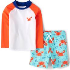 9-12M Swimsuits Children's Clothing Gymboree Boys Baby And Toddler Crab Rashguard Swimsuit 5T 100% Polyester Multicolor 5T