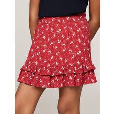 Tommy Hilfiger Skirts Children's Clothing Tommy Hilfiger Girls' Kids' Floral Print Ruffle Mini Skirt Red Dark Magma Allover Flower