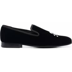 Loafers Philipp Plein skull embroidery velvet loafers men Leather/Cupro/Cupro/Viscose/Viscose Black