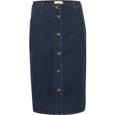 Cream Skirts Cream Visti Buttons Pencil Fit Denim Skirt Plain - Blue