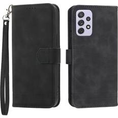 DRF Black, Samsung A72 4/5G For Samsung Galaxy Case, Leather Wallet Flip Case With Strap