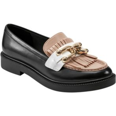 Shoes Marc Fisher Women's Calisto Slip-on Almond Toe Casual Loafers Black/White 8.5M