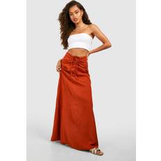 Orange Skirts boohoo Womens Ruched Detail Midi Skirt Orange
