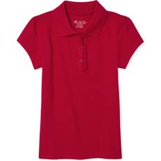 Red Polo Shirts The Children's Place girls Short Sleeve Ruffle Pique Polo Shirt, Ruby