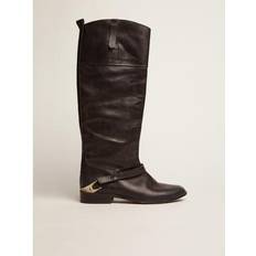 GOLDEN GOOSE Women Boots GOLDEN GOOSE Bottes Charlie Femme En Cuir Noir Avec Barrette