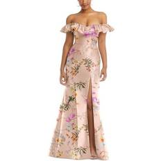 Alfred Sung Off-The-Shoulder Ruffle Neck Trumpet Gown