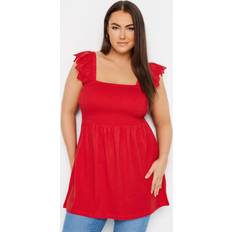 Round Blouses Yours Broderie Anglaise Peplum Top Red