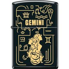 Lighters Zippo Lighter- Gemini Zodiac Horoscope Sign Black Matte Windproof Lighter #Z5302