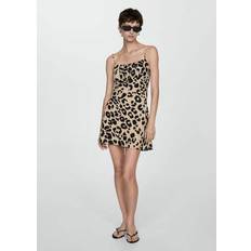 Leopard - Women Dresses Mango Short leopard dress ecru Woman Ecru
