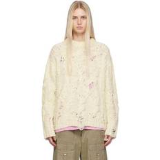 Acne Studios Women Jumpers Acne Studios Off-White Distressed Sweater BSI Pale Beige