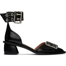 Ganni Black Chunky Buckle Open Cut Heels 099 Black IT