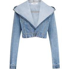Alaïa Hooded Cropped Denim Jacket - Bleu Clair