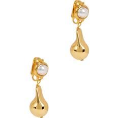 Gold-plated Clip-on Drop Earrings