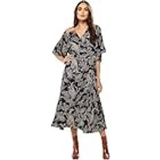 Liquorish Floral Print Maxi Wrap Dress With Orange Lace Details Multi