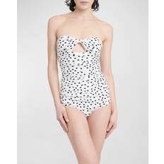 Dolce & Gabbana Black Swimsuits Dolce & Gabbana Polka-Dot Tie Bandeau One-Piece Swimsuit POIS NERO FDOBIANCO