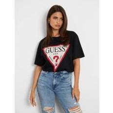 Guess T-skjorter Guess Rhinestones Triangle Logo T-Shirt Black