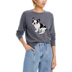 Aqua Sweaters Aqua Cashmere French Bulldog Crewneck Sweater 100% Exclusive Grey