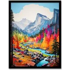 Interior Details ARTERY8 Print Colourful Yosemite National Forest Landscape Framed Art