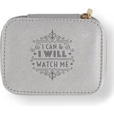 Grey Jewellery Storage History & Heraldry Travel Jewellery Box Light Grey Zipped Quote Can Will Watch Me