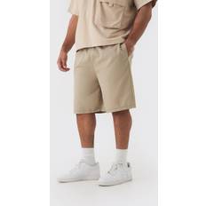 5XL Shortsit boohooMAN Plus Elasticated Waist Relaxed Shorts - Stone