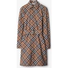 Checkered Dresses Burberry Check Wool Blend Shirt Dress Linden 04