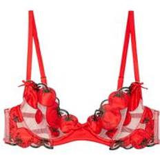 Fleur Du Mal Tomato Embroidery Demi Bra