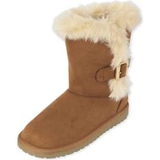 The Children's Place Girls Buckle Faux Suede Boots YOUTH Tan
