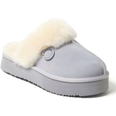 Shoes Dearfoams Fireside by Women's Melton Genuine Shearling Platform Scuff Slipper Sleet