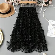 Polyamid Kjolar Shein Women's Butterfly Embroidered Mesh Tulle Skirt