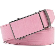 Pink Belts Braveman Men's Genuine Leather Crocodile Design Dress Belt with Automatic Buckle Pink Medium