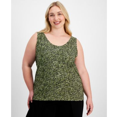 Anne Klein Tank Tops Anne Klein Plus Reversible Printed Tank Top Leafy Green 0X