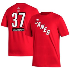 Adidas T-shirts Adidas Men's Andrei Svechnikov Red Carolina Hurricanes Reverse Retro 2.0 Name and Number T-shirt Red