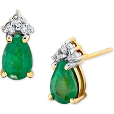 Macy's Green Earrings Macy's Emerald 3/4 ct. t.w. & Diamond Accent Pear Stud Earrings in 10k Gold Emerald