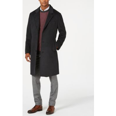 Gray - Men Coats London Fog Men Signature Wool-Blend Overcoat Dark Charcoal 38R