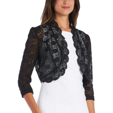 Polyamide - Women Coats R&M Richards R & Richards Scalloped Sequin Lace Bolero Black