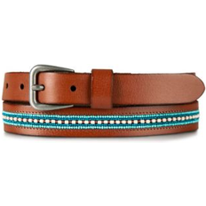 Turquoise Belts Lucky Brand Turquoise Stripe Leather Belt Tan