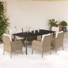 Kunstrattan Essgruppen vidaXL 7 Piece Garden Patio Dining Set