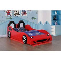 Kid's Room Coaster Cruiser Wood Twin LED Car Bed Red Twin