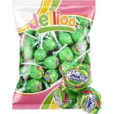 Fødevarer Jellioo Super Gum Lollipop Green Apple 950g 53stk