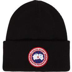 Canada Goose Unisex Beanies Canada Goose Logo Wool Beanie Black